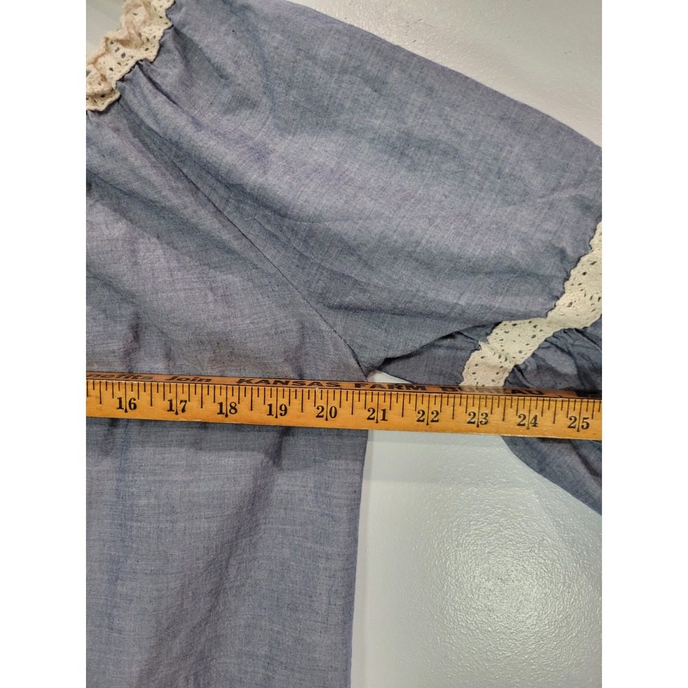 Kaktus Womens Off Shoulder‎ Bell Sleeve Embroidered Lace Trim Tunic Top L Cotton - Picture 6 of 7